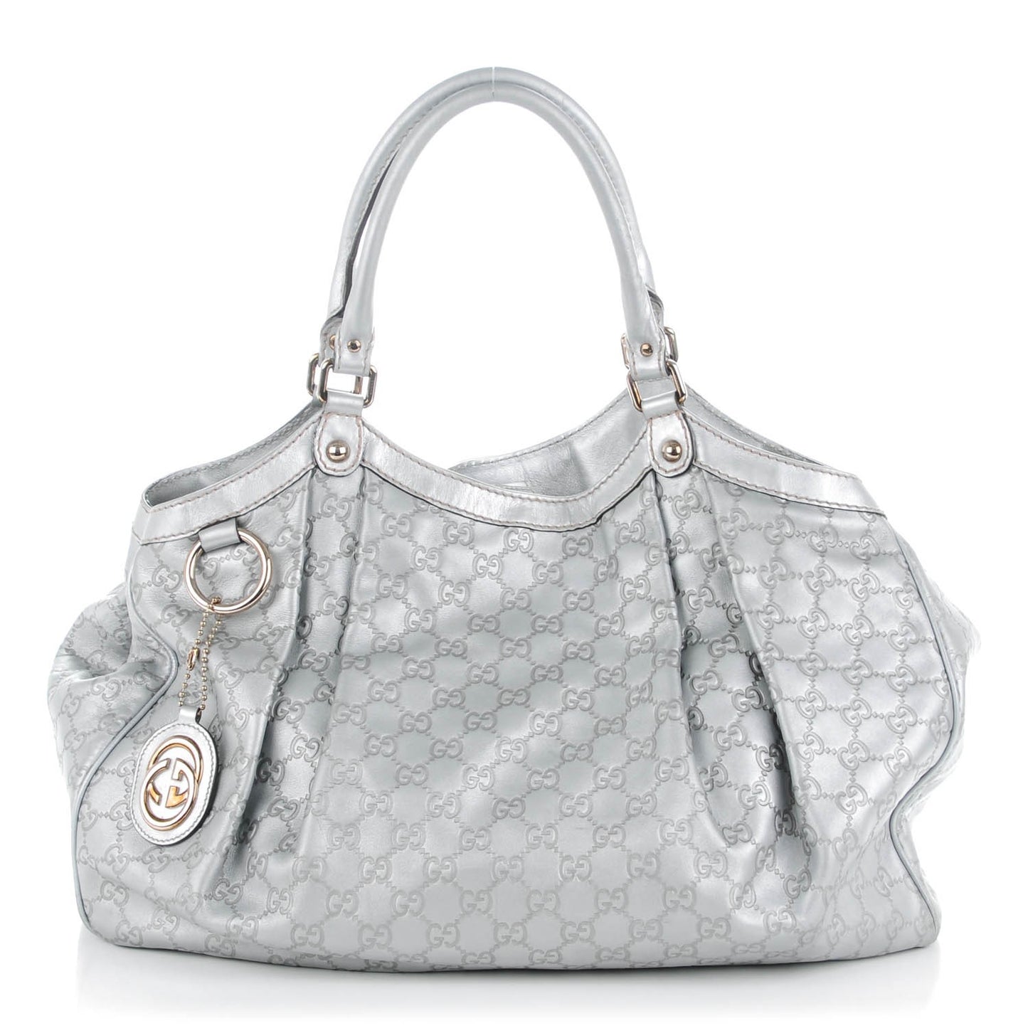 Guccissima Large Sukey Tote Silver