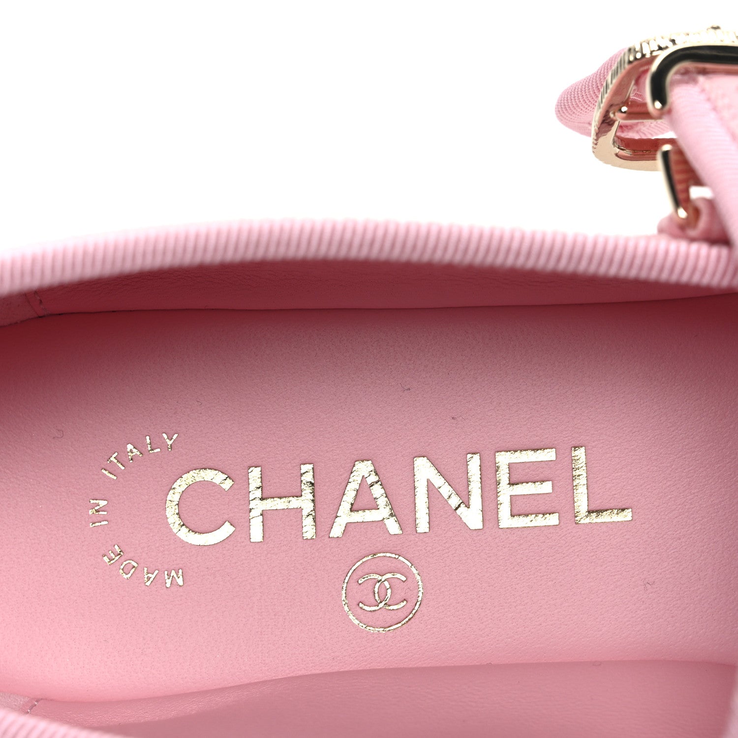 Chanel Fabric Grosgrain Mary Jane Flats 38 Light Pink Black 9 of 11