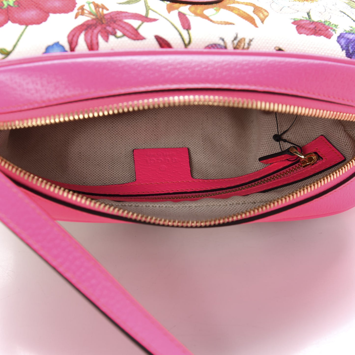 Canvas Flora Floral Shoulder Bag White Fuchsia Fluo