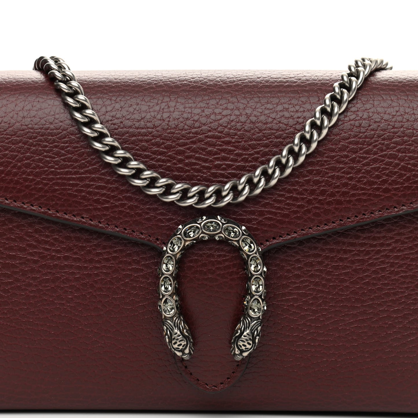 Dollar Calfskin Crystal Mini Dionysus Chain Wallet Vintage Bordeaux