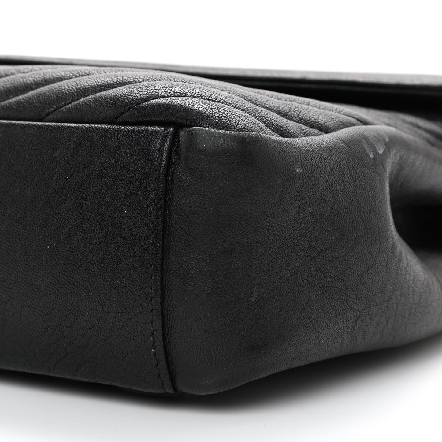 Sheepskin Matelasse Chevron Monogram Large College Satchel Black