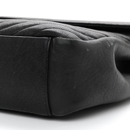 Saint Laurent Sheepskin Matelasse Chevron Monogram Large College Satchel Black 8 of 9