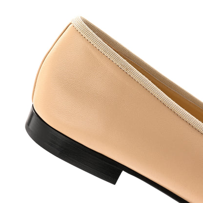 Chanel Lambskin Cap Toe CC Ballerina Flats 37 Beige Black 11 of 15