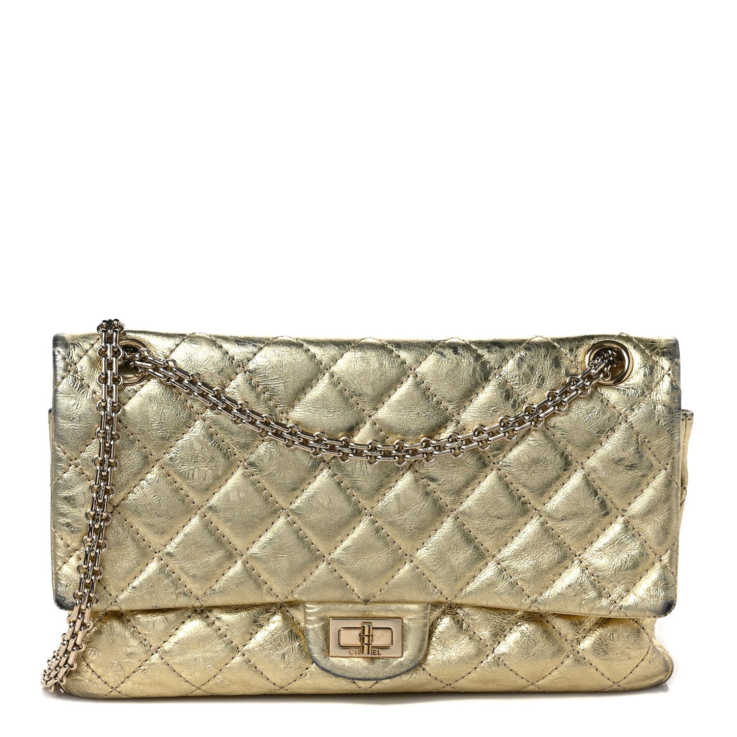 Chanel Metallic Aged Calfskin Quilted 2.55 Reissue 226 Flap Gold 1 of 9