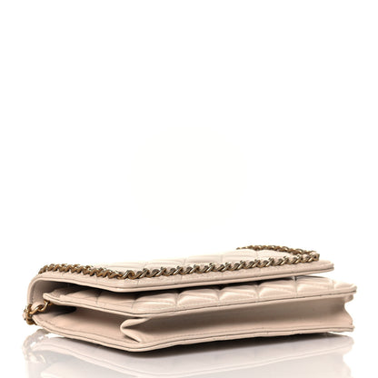 Chanel Lambskin Quilted Chain Around Wallet On Chain WOC Beige 4 of 13