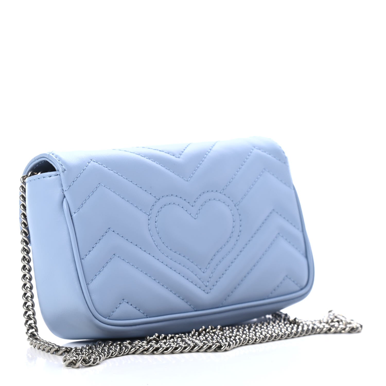 Gucci Calfskin Matelasse Super Mini GG Marmont Shoulder Bag Porcelain Light Blue 2 of 4