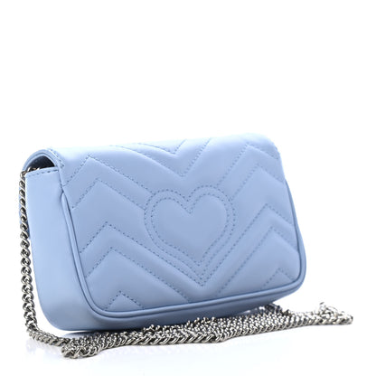 Gucci Calfskin Matelasse Super Mini GG Marmont Shoulder Bag Porcelain Light Blue 2 of 4