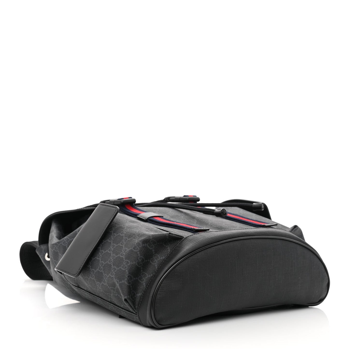 Soft GG Supreme Monogram Appia Calfskin Web Double Buckle Backpack Black
