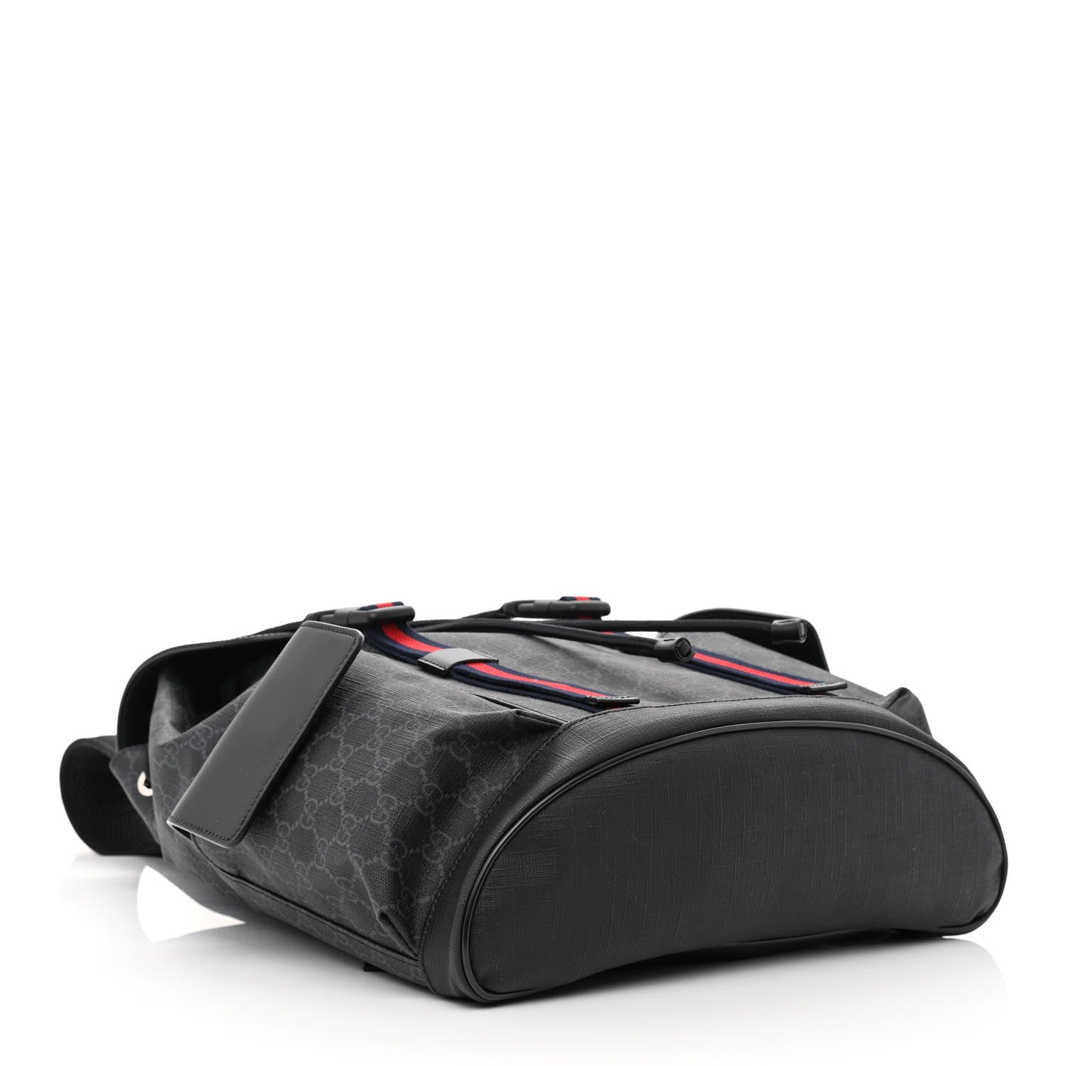 Gucci Soft GG Supreme Monogram Appia Calfskin Web Double Buckle Backpack Black 4 of 10