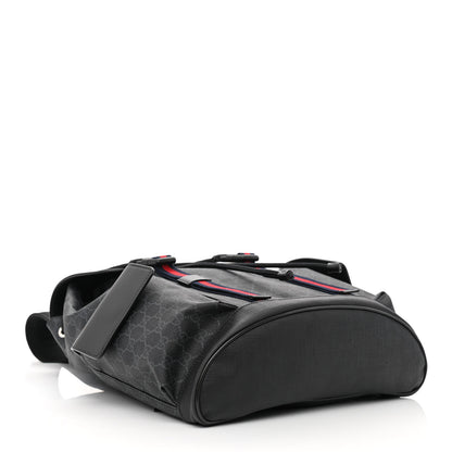 Gucci Soft GG Supreme Monogram Appia Calfskin Web Double Buckle Backpack Black 4 of 10