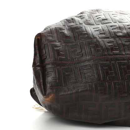 Fendi Vitello Bottalato FF Embossed Large Chef Shopper Tote Chocolate 8 of 12