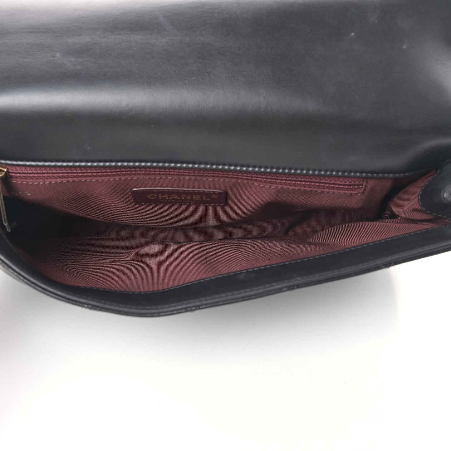 Calfskin Quilted Gold Bar Flap Black