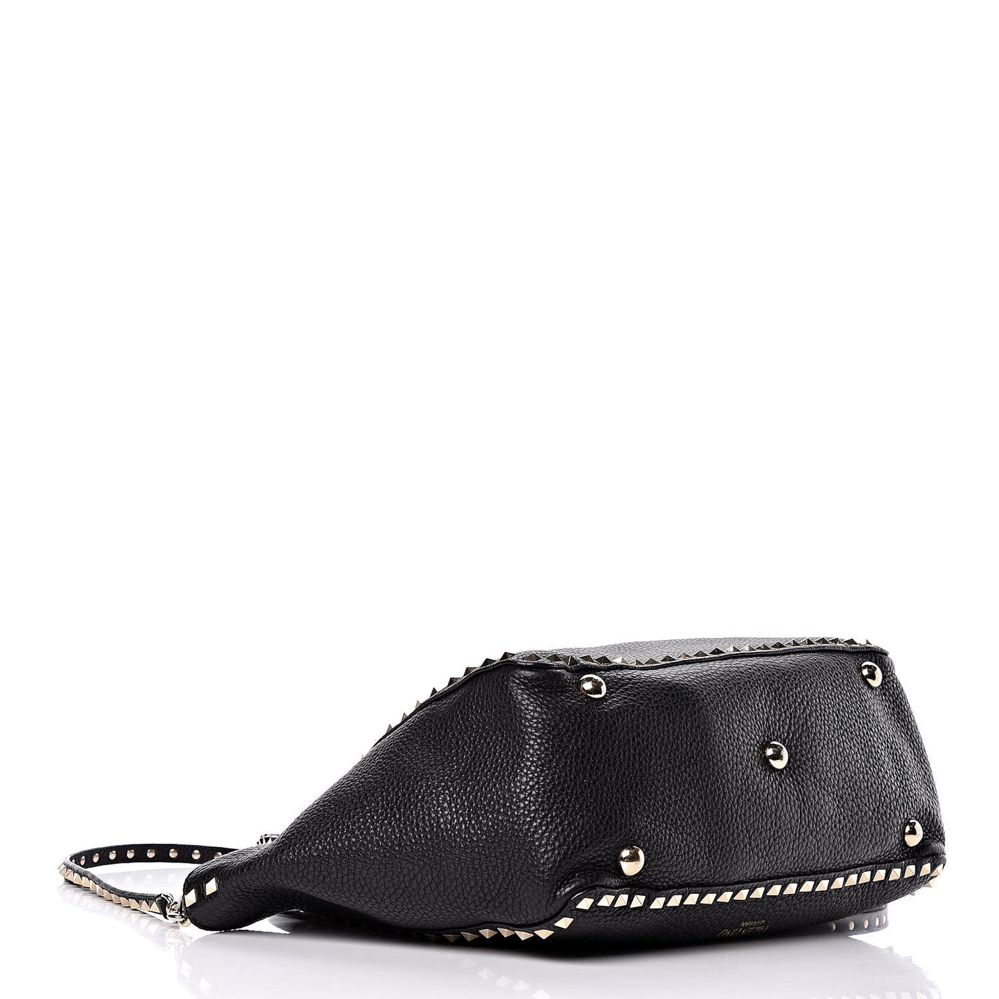 Pebbled Calfskin Medium Rockstud Tote Black