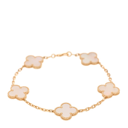 Van Cleef & Arpels 18K Yellow Gold Mother of Pearl 5 Motifs Vintage Alhambra Bracelet 1 of 4