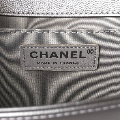 Chanel Metallic Caviar Quilted Medium Boy Flap Silver 6 of 10