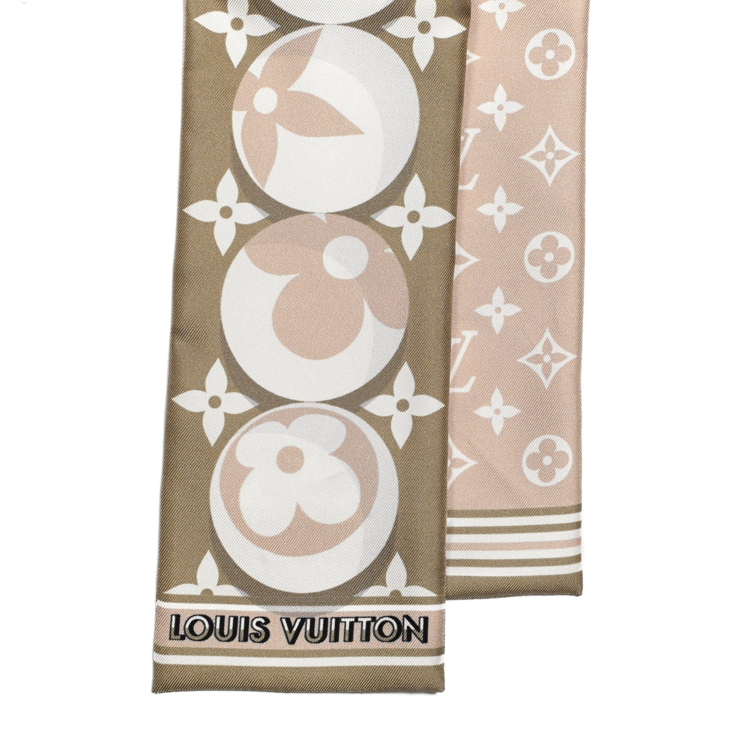 Silk Monogram Marbles Classic Bandeau Kaki Beige White