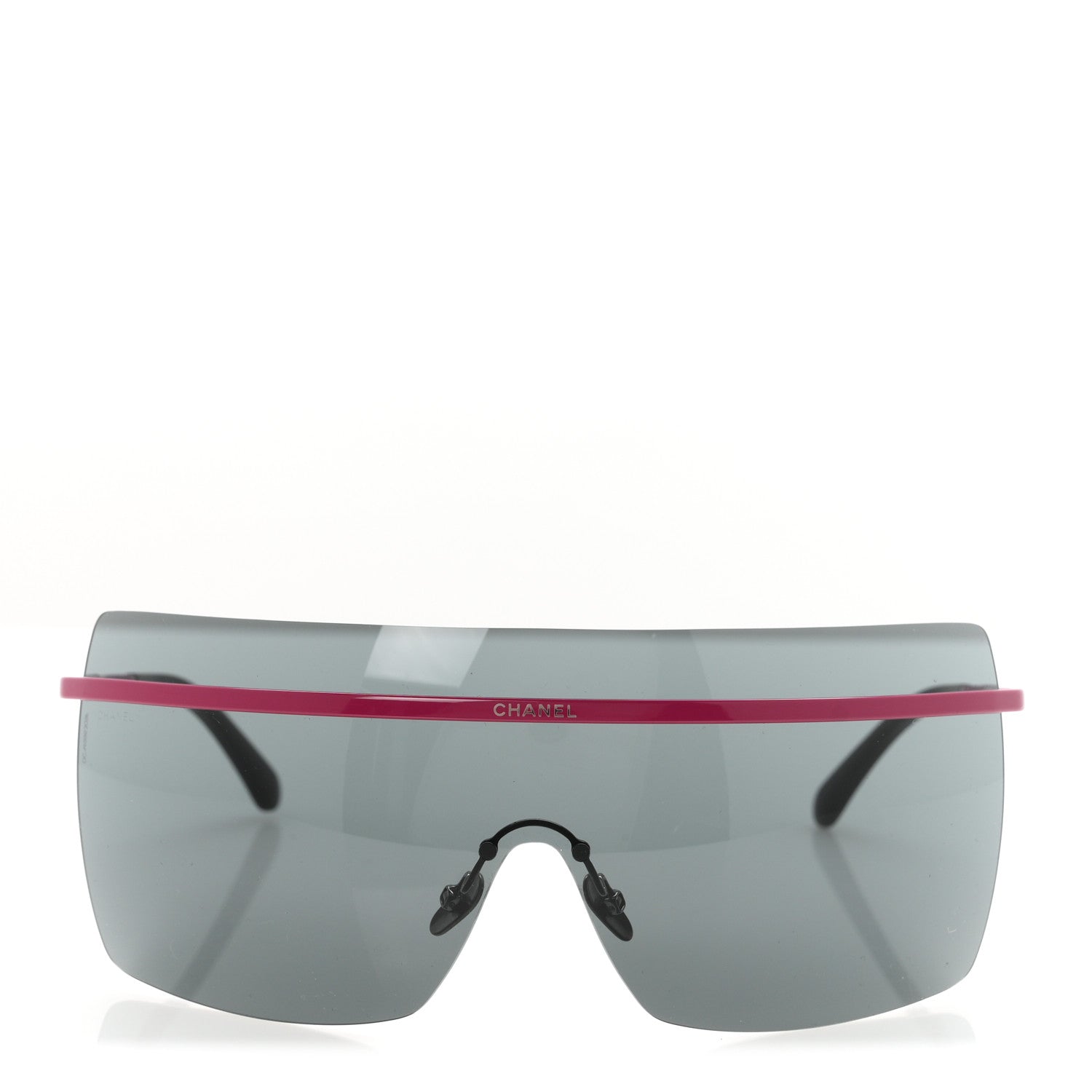 Chanel Acetate Shield Quilted Sunglasses 71655 White Red 2 of 8