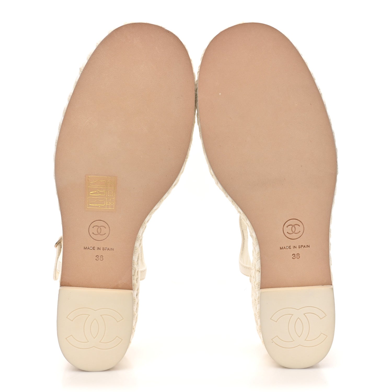 Chanel Lambskin Grosgrain CC Espadrilles Wedges 38 White Black 5 of 9