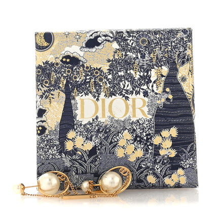 Christian Dior Pearl Tribales Dangle Chain Earrings Gold 5 of 5