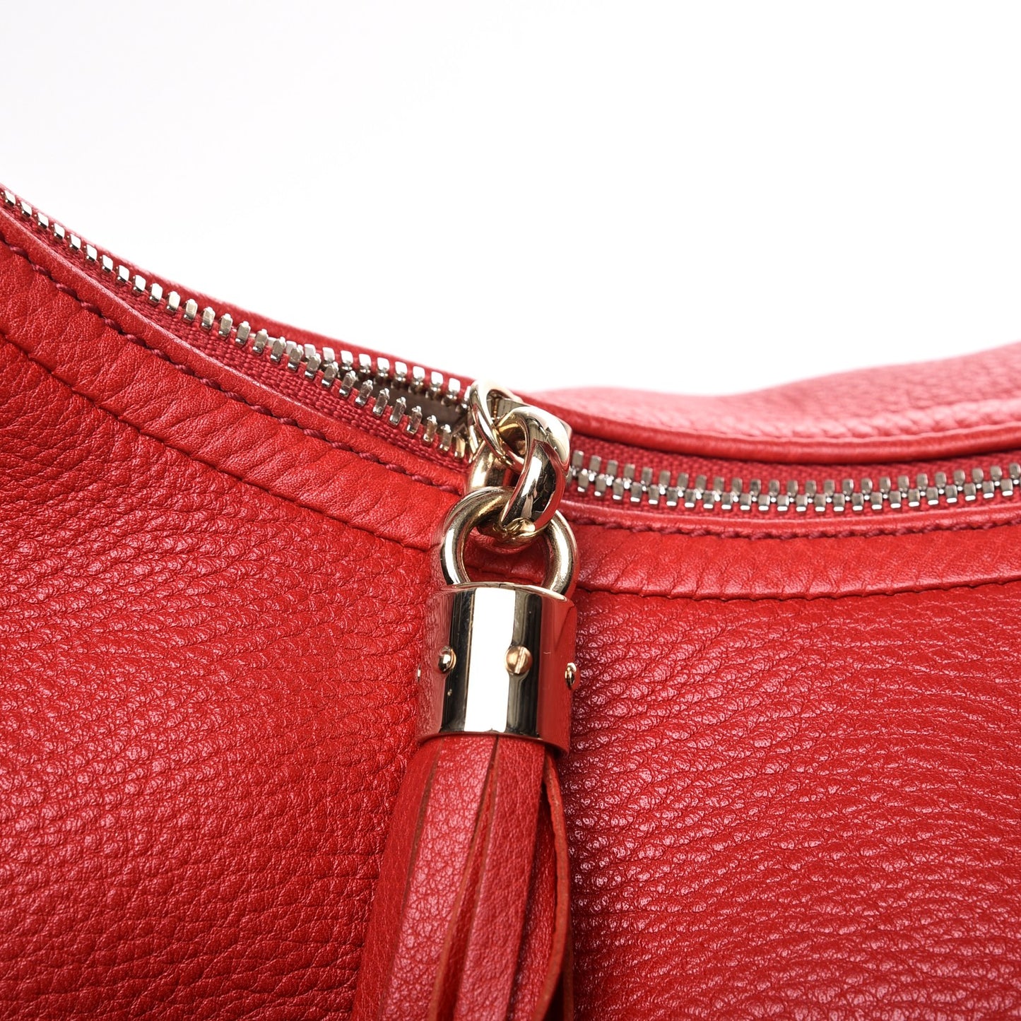 Pebbled Calfskin Large Soho Hobo Red