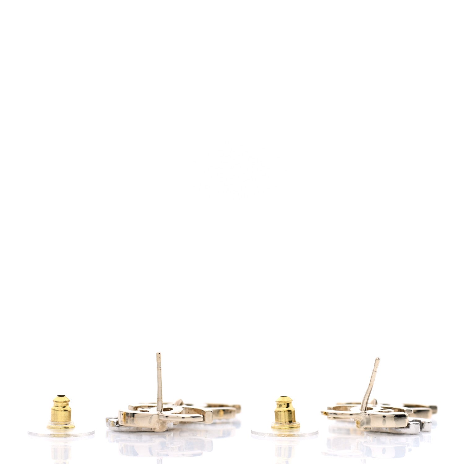 Chanel Crystal Pearl Double CC Drop Earrings Gold Silver 3 of 5