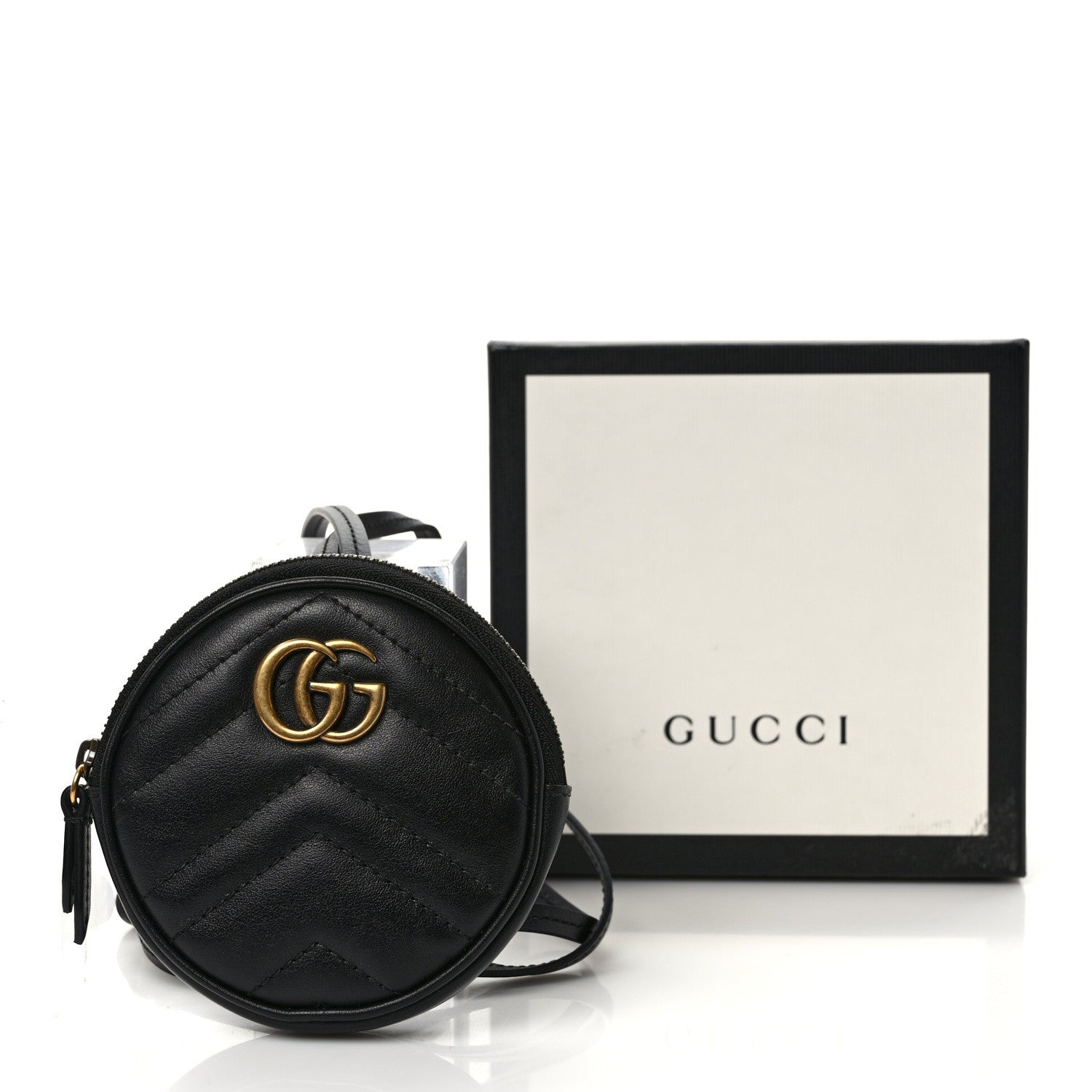 Gucci Calfskin Matelasse GG Marmont Round Mini Bag Black 8 of 8