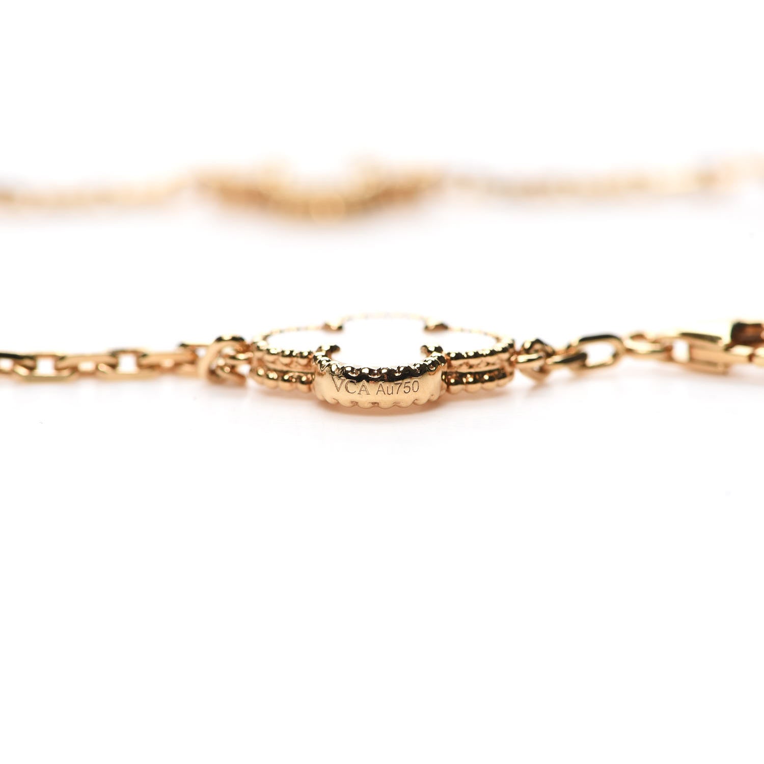 Van Cleef & Arpels 18K Yellow Gold Mother of Pearl 10 Motifs Vintage Alhambra Necklace 4 of 6