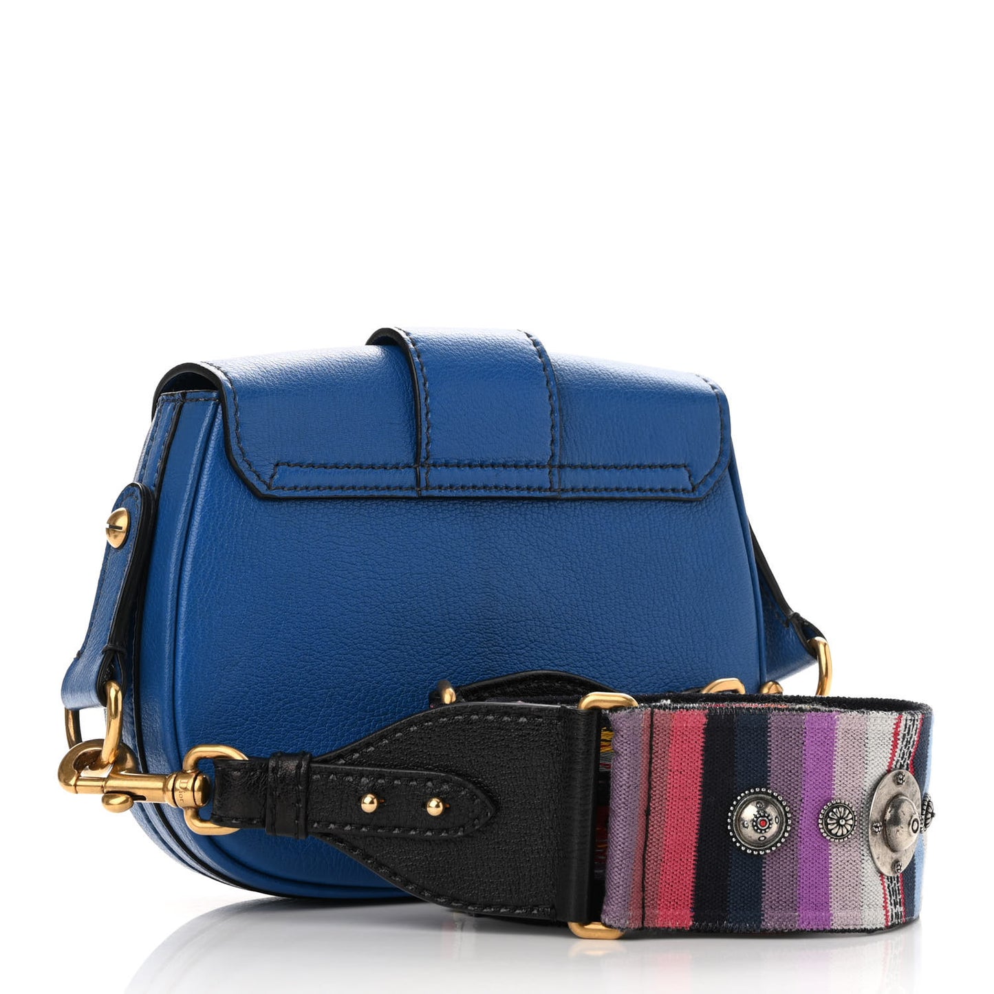 Calfskin D Fence Bohemian Saddle Bag Blue