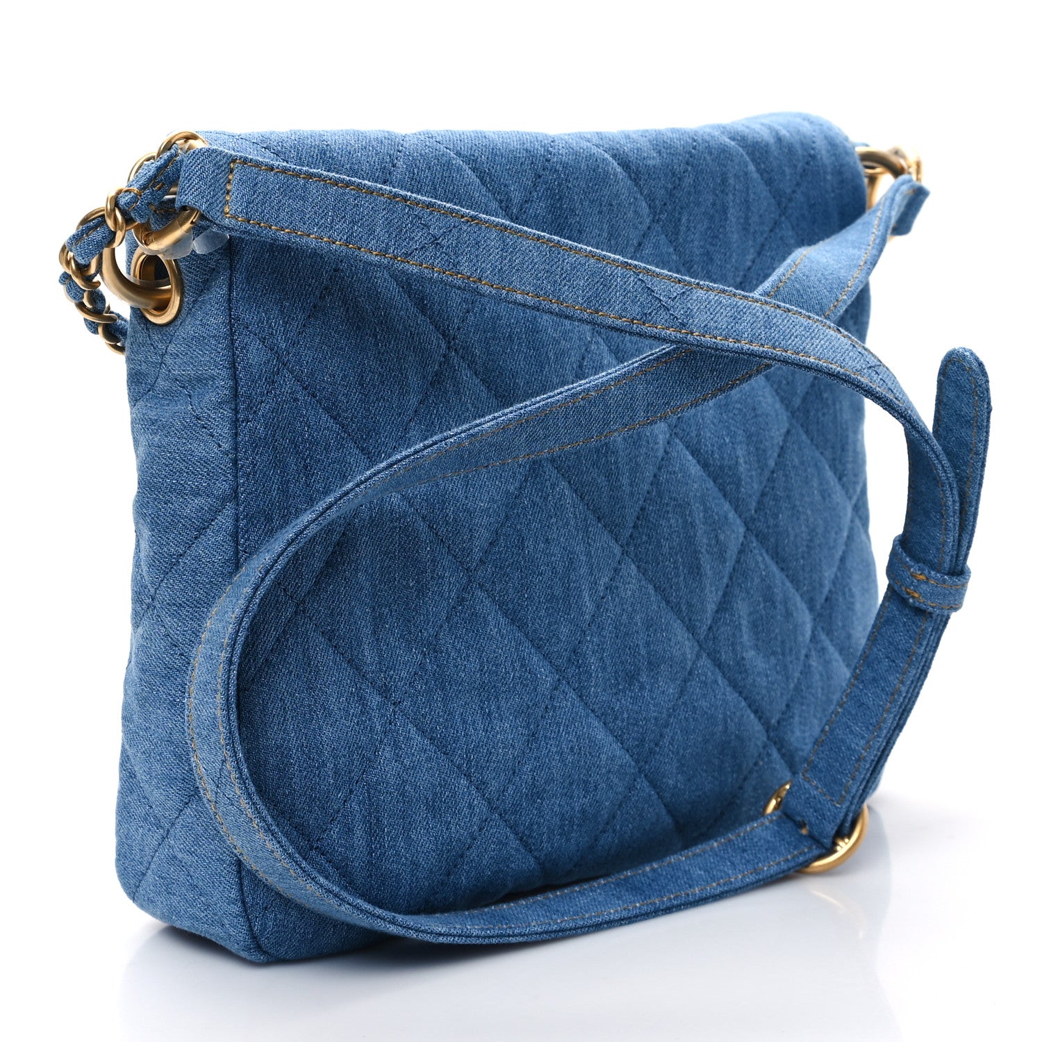 Chanel Denim Quilted Small Supple Twins Hobo Bag Blue 2 of 11
