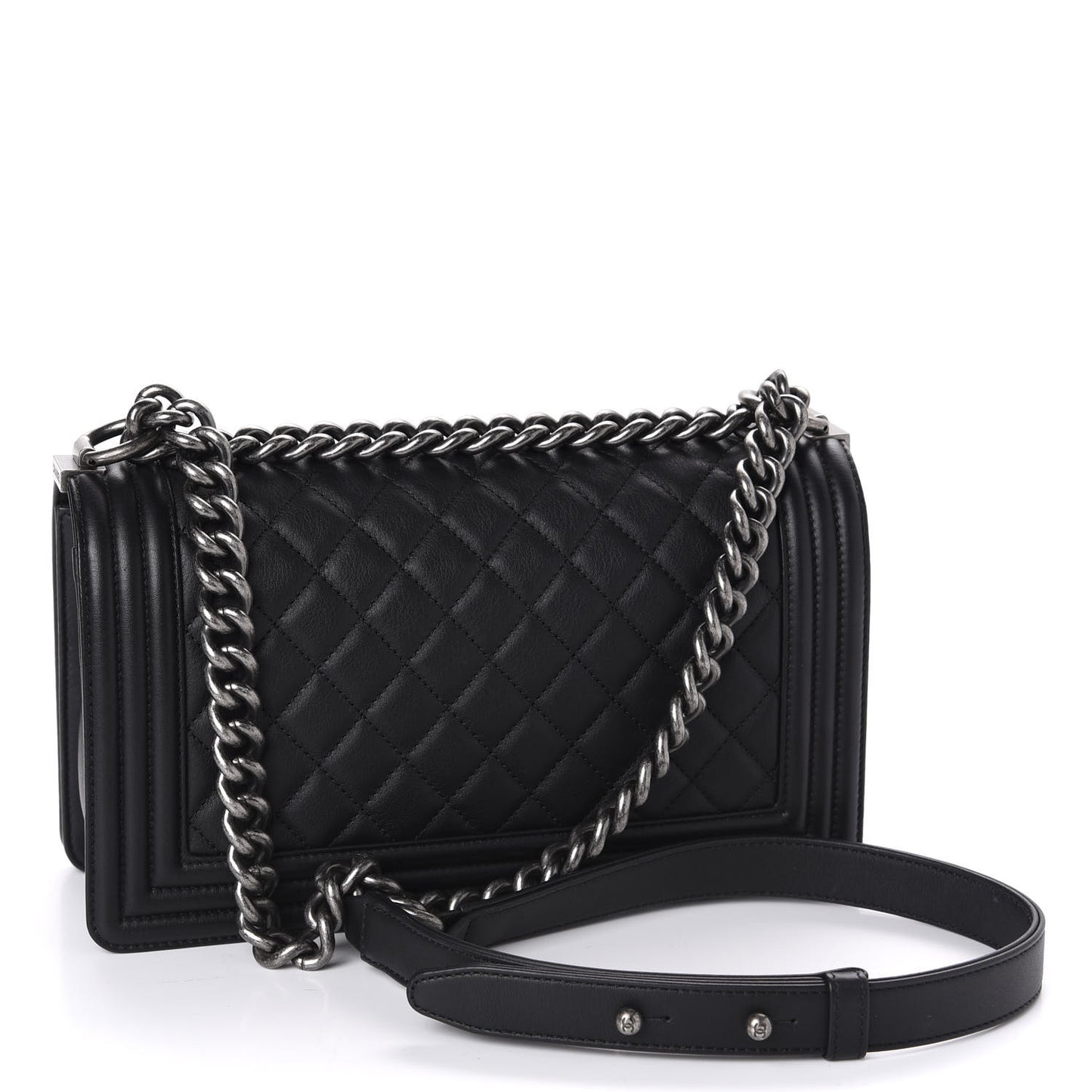 Calfskin Quilted Medium Boy Flap Black
