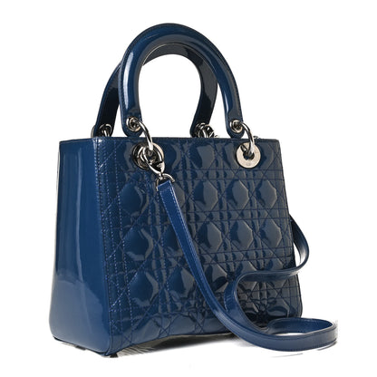 Christian Dior Patent Cannage Medium Lady Dior Blue 2 of 14