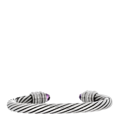 David Yurman Sterling Silver 14K Yellow Gold Amethyst Rhodolite Garnet 7mm Cable Renaissance Bracelet 2 of 3