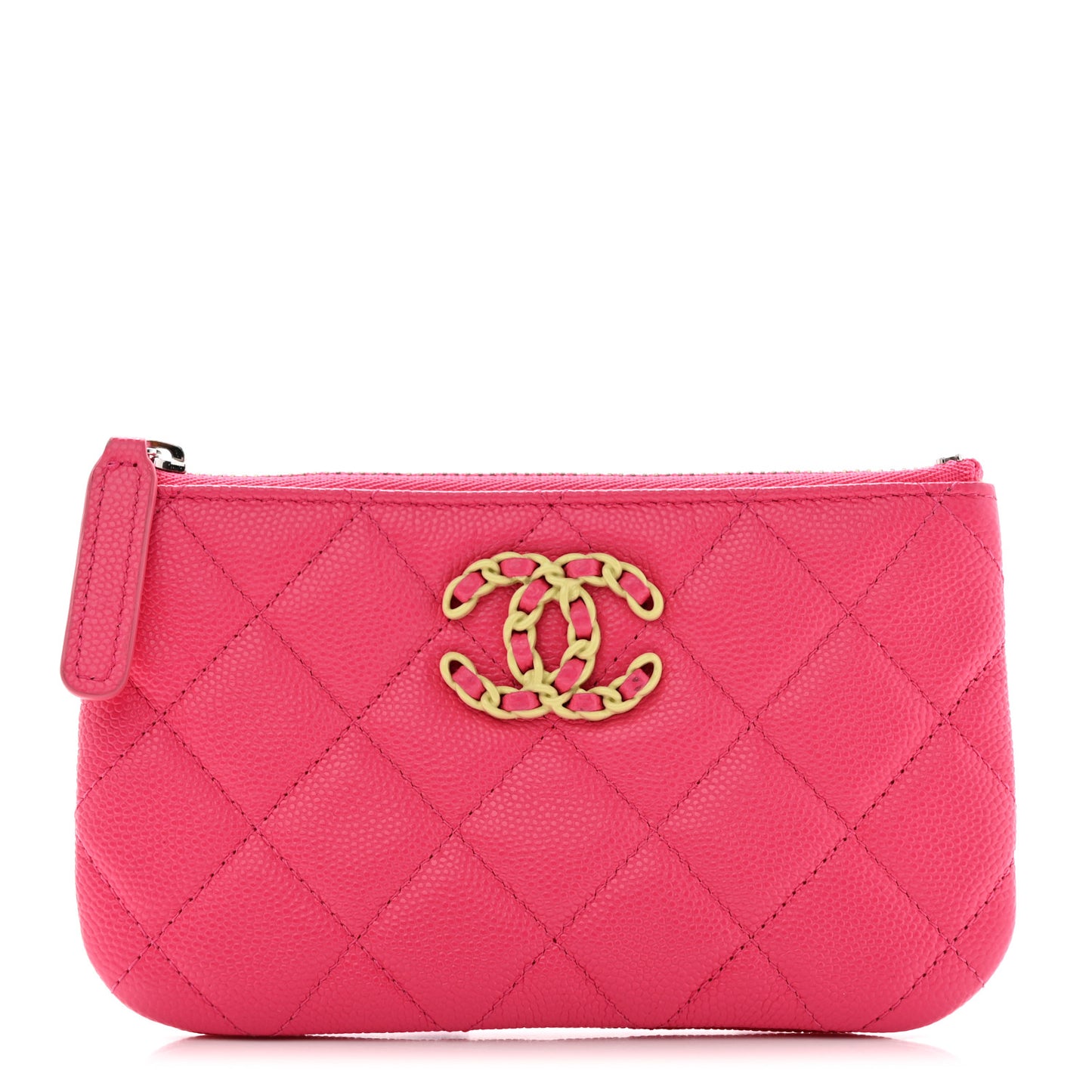 Caviar Quilted Small Chanel 19 Mini Pouch Dark Pink