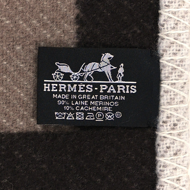 Hermes Wool Cashmere Grand Tralala Blanket Etoupe 3 of 3