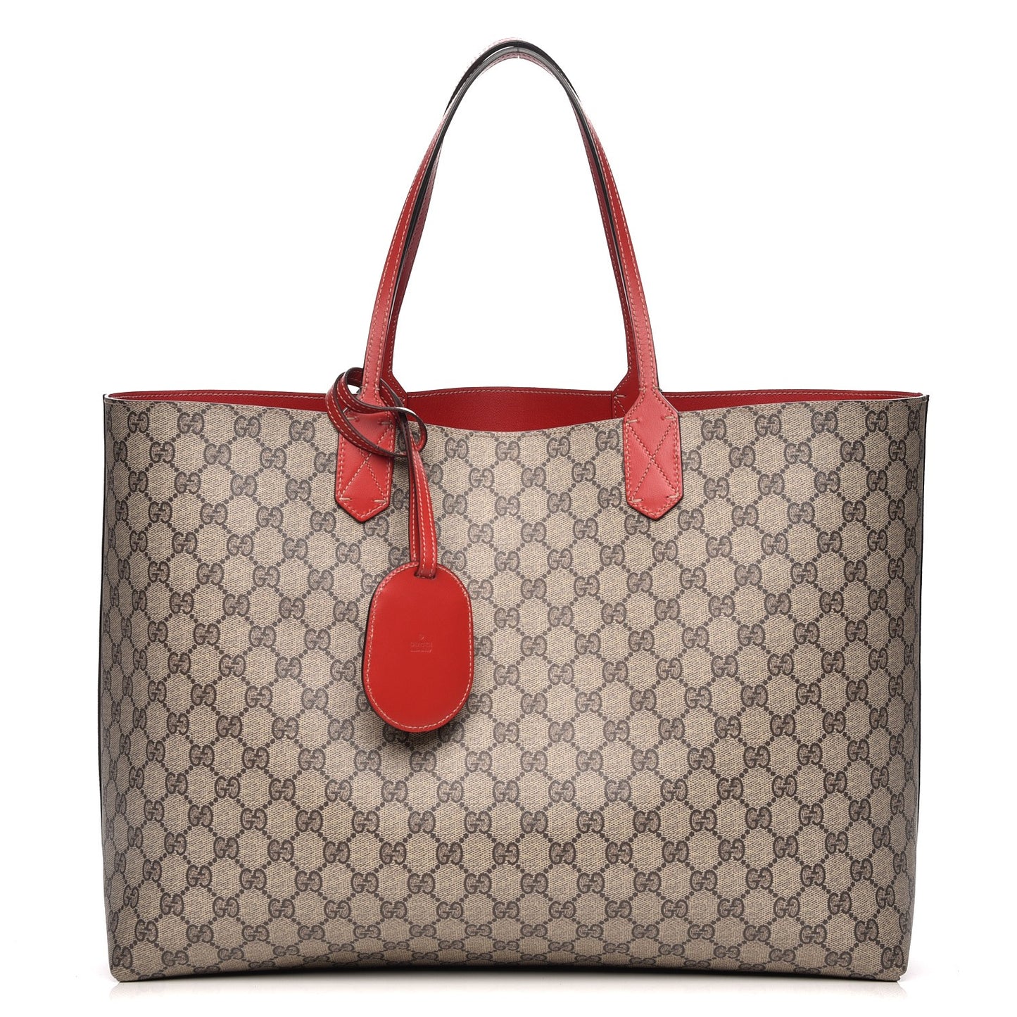 GG Supreme Monogram Large Reversible Tote Beige Red