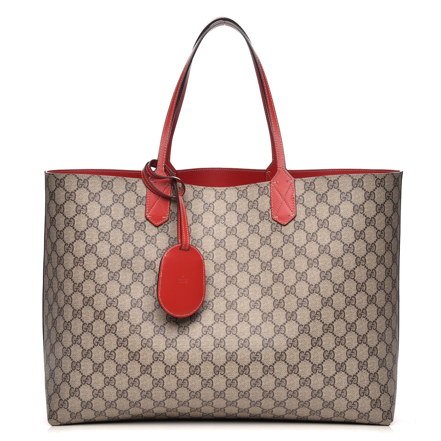 Gucci GG Supreme Monogram Large Reversible Tote Beige Red 1 of 9