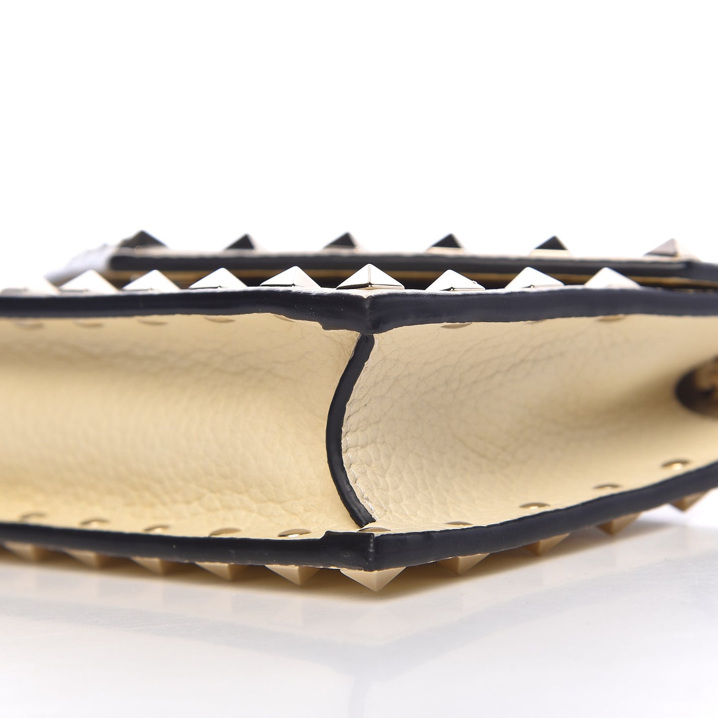 Pebbled Calfskin Rockstud Envelope Wallet on Chain Light Ivory