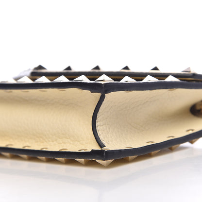 Valentino Garavani Pebbled Calfskin Rockstud Envelope Wallet on Chain Light Ivory 9 of 10