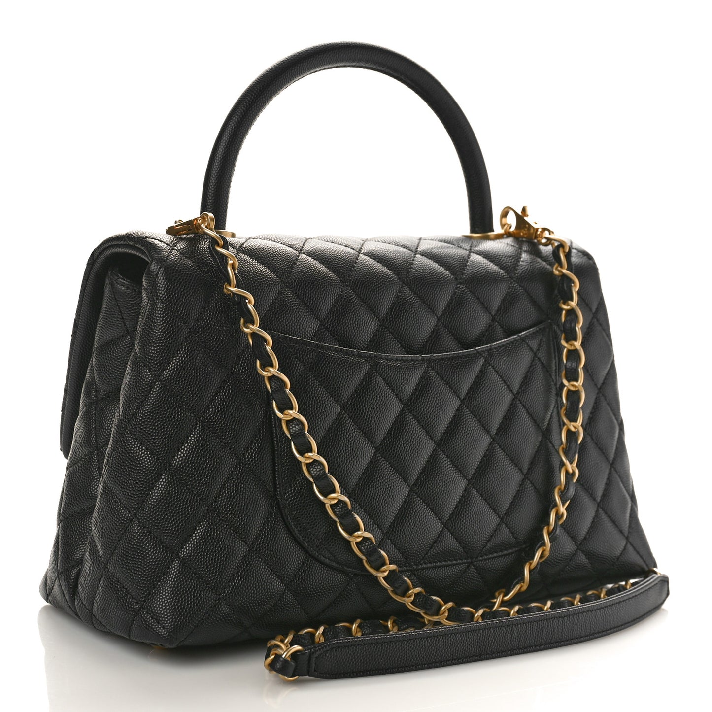 Caviar Quilted Small Coco Handle Flap Black