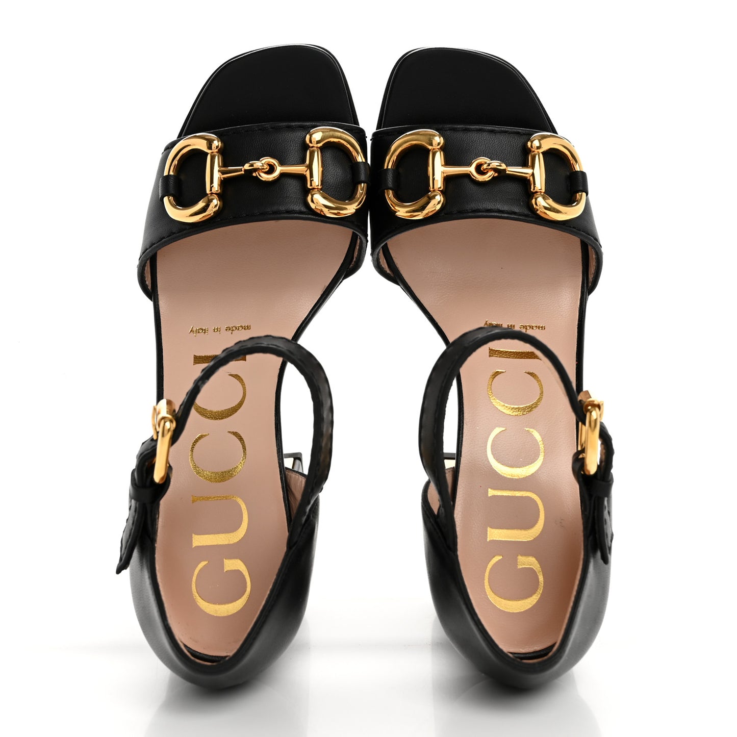 Nappa Horsebit Cross Strap 95mm Sandals 35 Black
