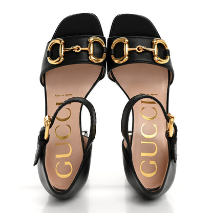 Gucci Nappa Horsebit Cross Strap 95mm Sandals 35 Black 2 of 10