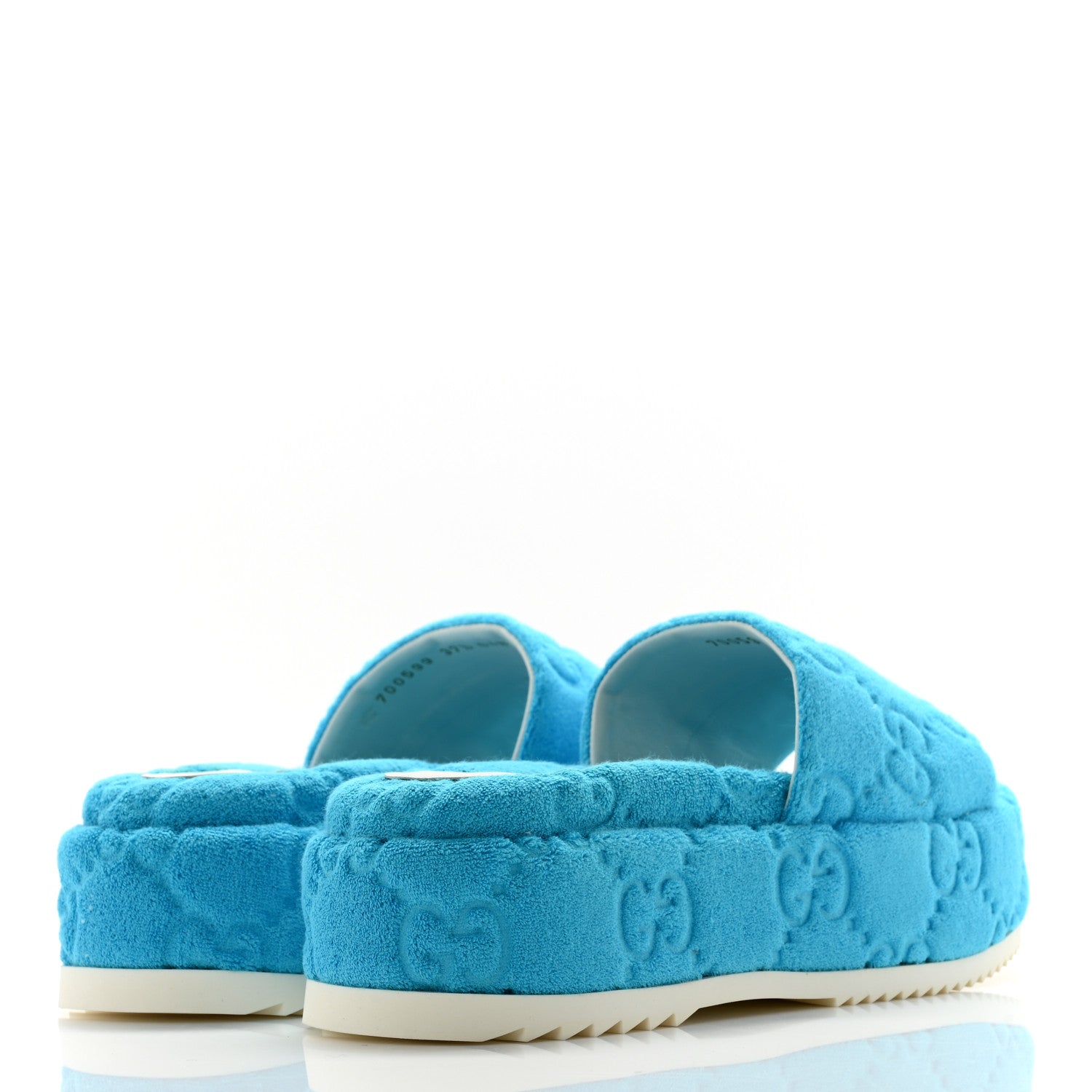 Gucci Terry Cloth GG Monogram Angelina Platform 55mm Slide Sandals 37.5 Azure 4 of 11