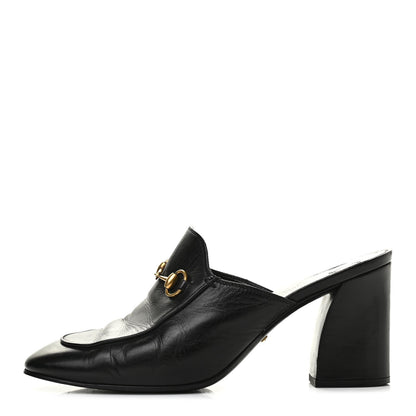Gucci Malaga Kid Horsebit Princetown Mid Heel Mules 38 Black 1 of 11