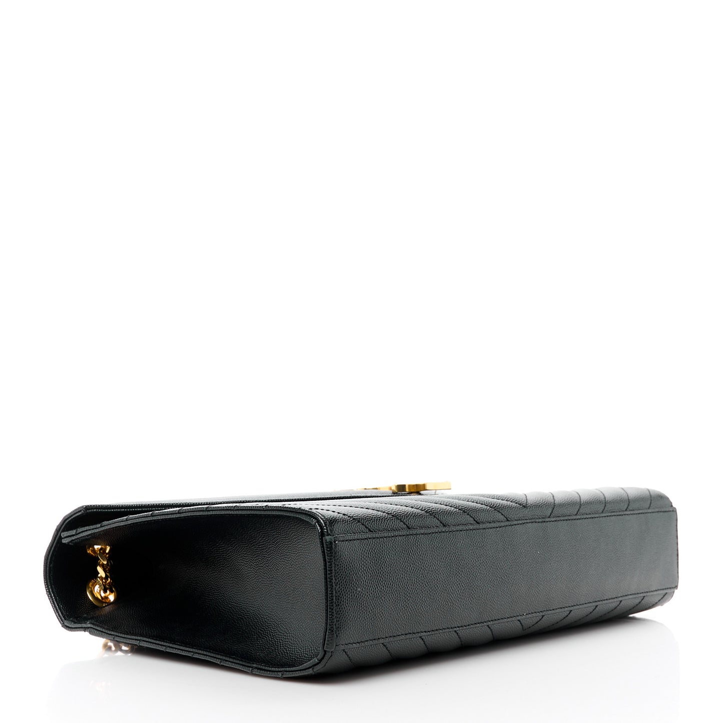 SAINT LAURENT Grain De Poudre Matelasse Chevron Large Monogram Satchel Black