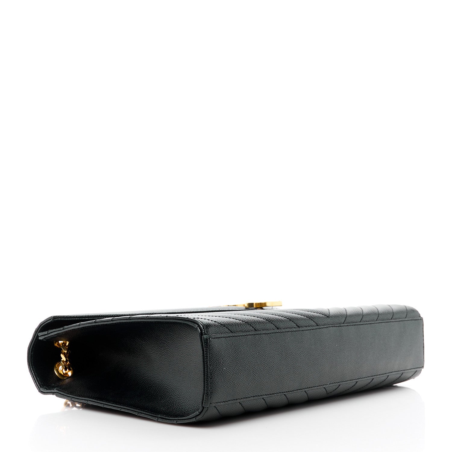 Saint Laurent SAINT LAURENT Grain De Poudre Matelasse Chevron Large Monogram Satchel Black 4 of 11