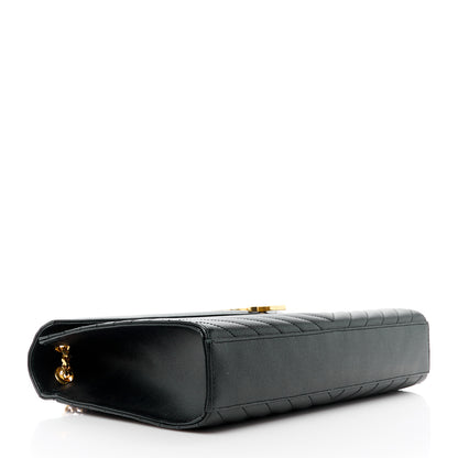Saint Laurent SAINT LAURENT Grain De Poudre Matelasse Chevron Large Monogram Satchel Black 4 of 11