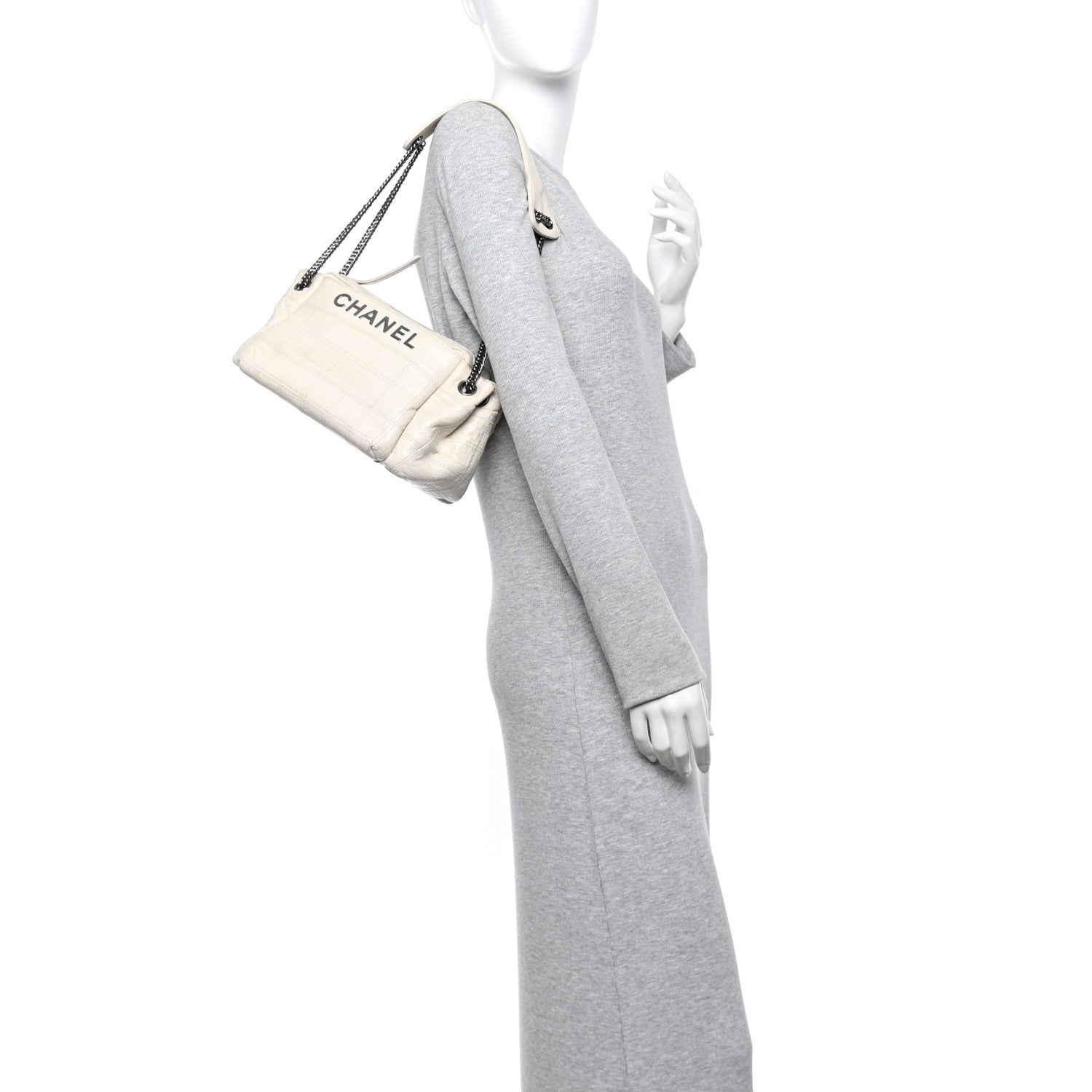 Chanel Lambskin LAX East West Shoulder Bag Ivory 2 of 12