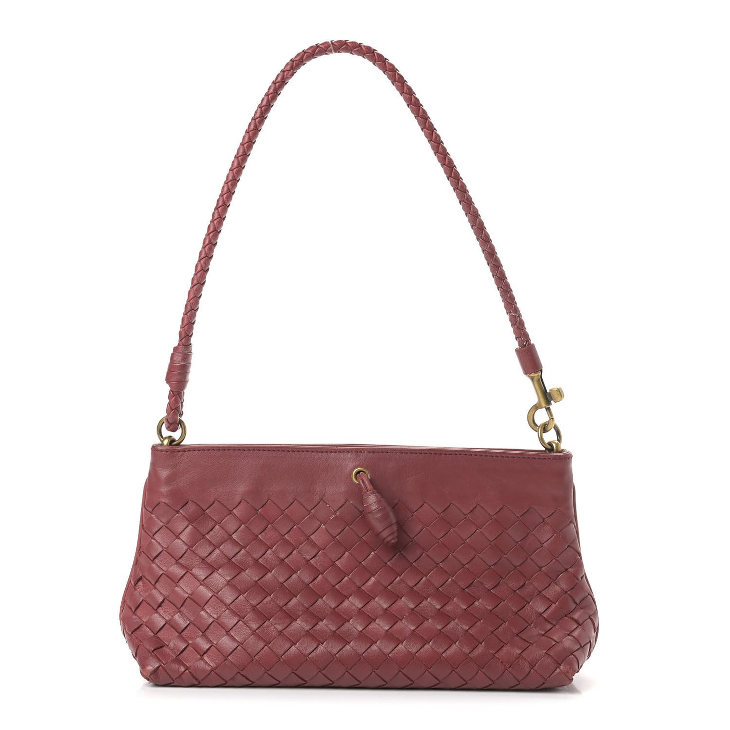Nappa Intrecciato Shoulder Bag Dark Red