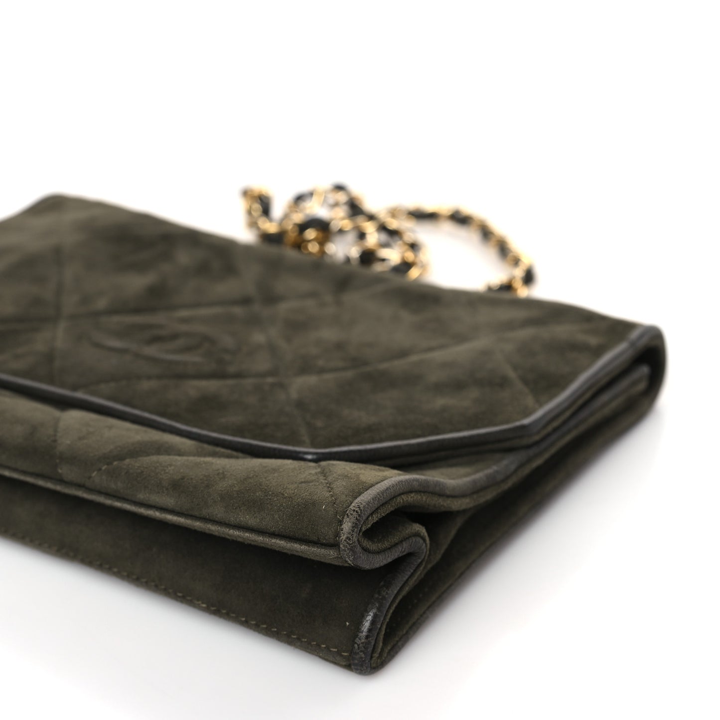 Suede Quilted Mini Flap Green