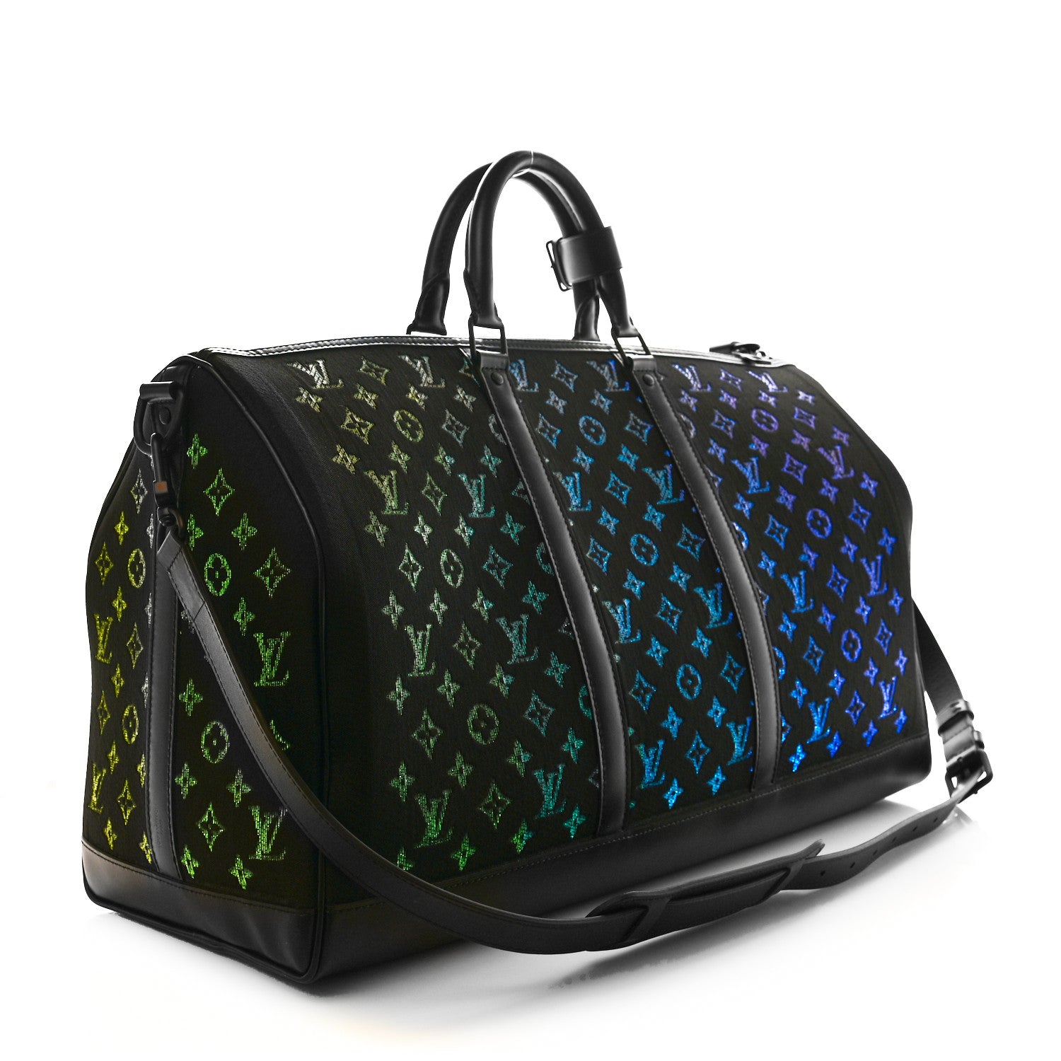 Louis Vuitton Jacquard Monogram Light Up Keepall Bandouliere 50 Black 5 of 10